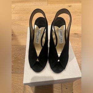 Jimmy Choo Shar Sandal 100M. Size 37. Black suede.